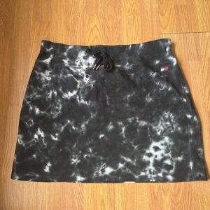 Tommy Hilfiger Mini Skirt XL 100% Cotton Tie Dye Drawstring Black Marble